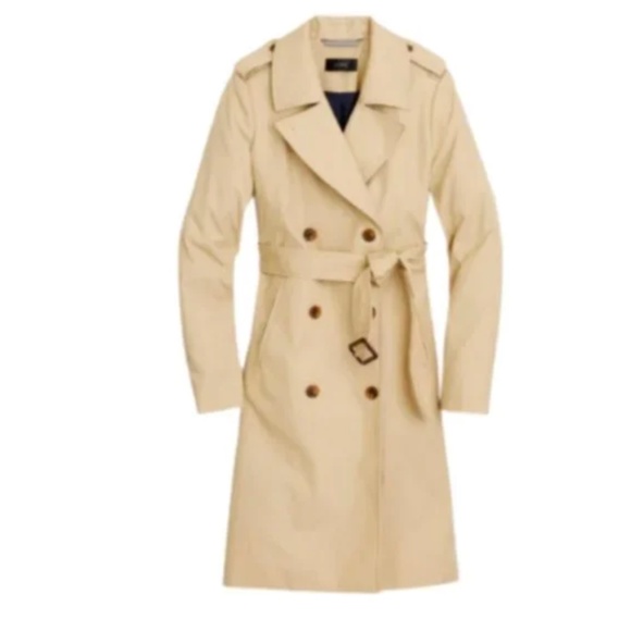 JCREW 2011 Icon Trench Coat Womens 0 6 Khaki Beige Water Repellent H5852 NEW - Picture 13 of 13